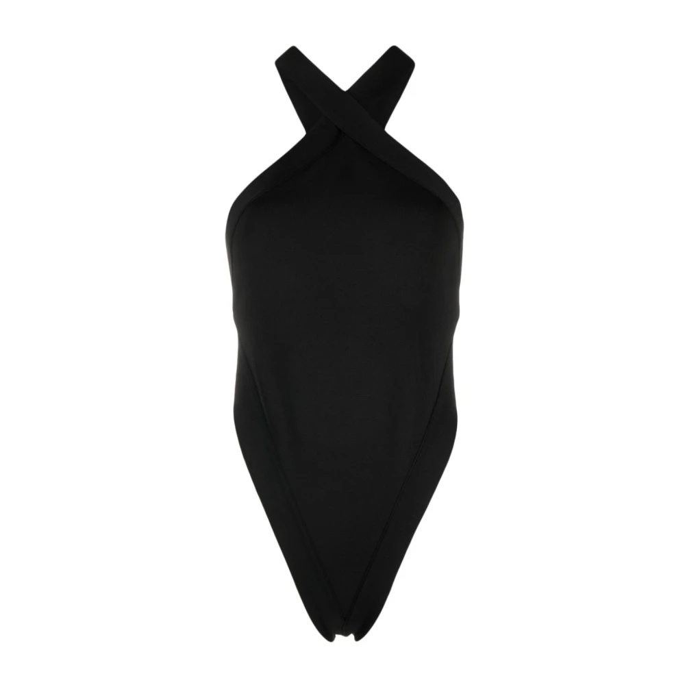 Saint Laurent Zwart Cut-Out Halternek Bodysuit Black Dames