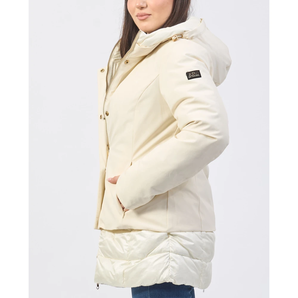 YES ZEE Ivoor Gewatteerde Hoodiejas Beige Dames