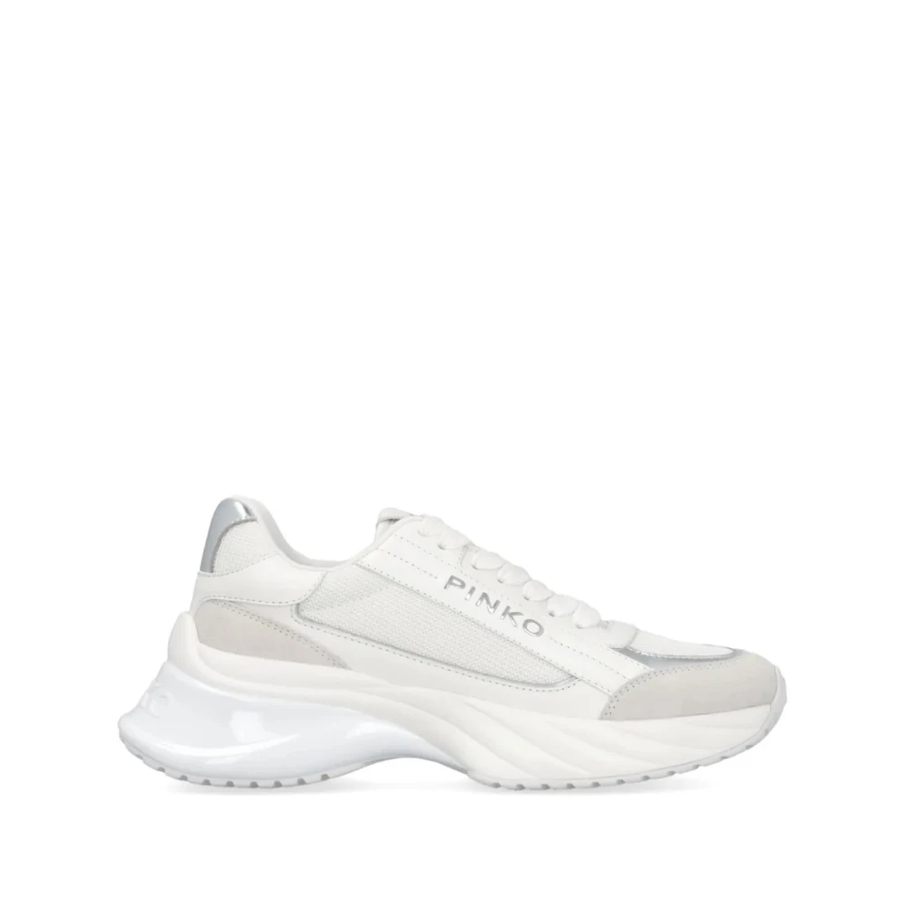 Pinko Sneaker Tumbled Leer/Mesh/Koe Suede Dames Schoenen Wit