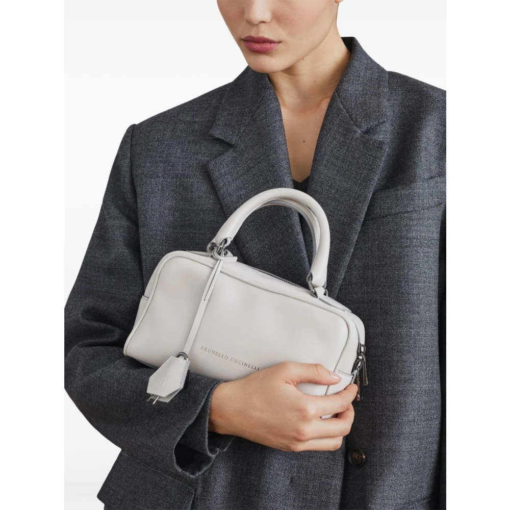BRUNELLO CUCINELLI Witte leren tote tas White Dames
