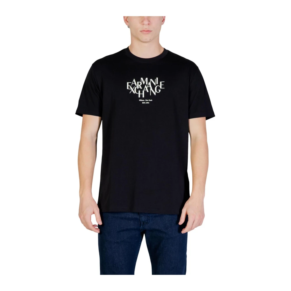 Armani Exchange Mannelijk Zwart Rondhals T-Shirt Met Korte Mouwen Van Katoen