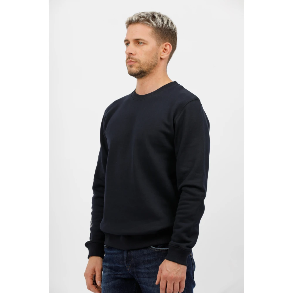 Dondup Sweatshirt met ronde hals en zijdelingse mouwprint Blue Heren