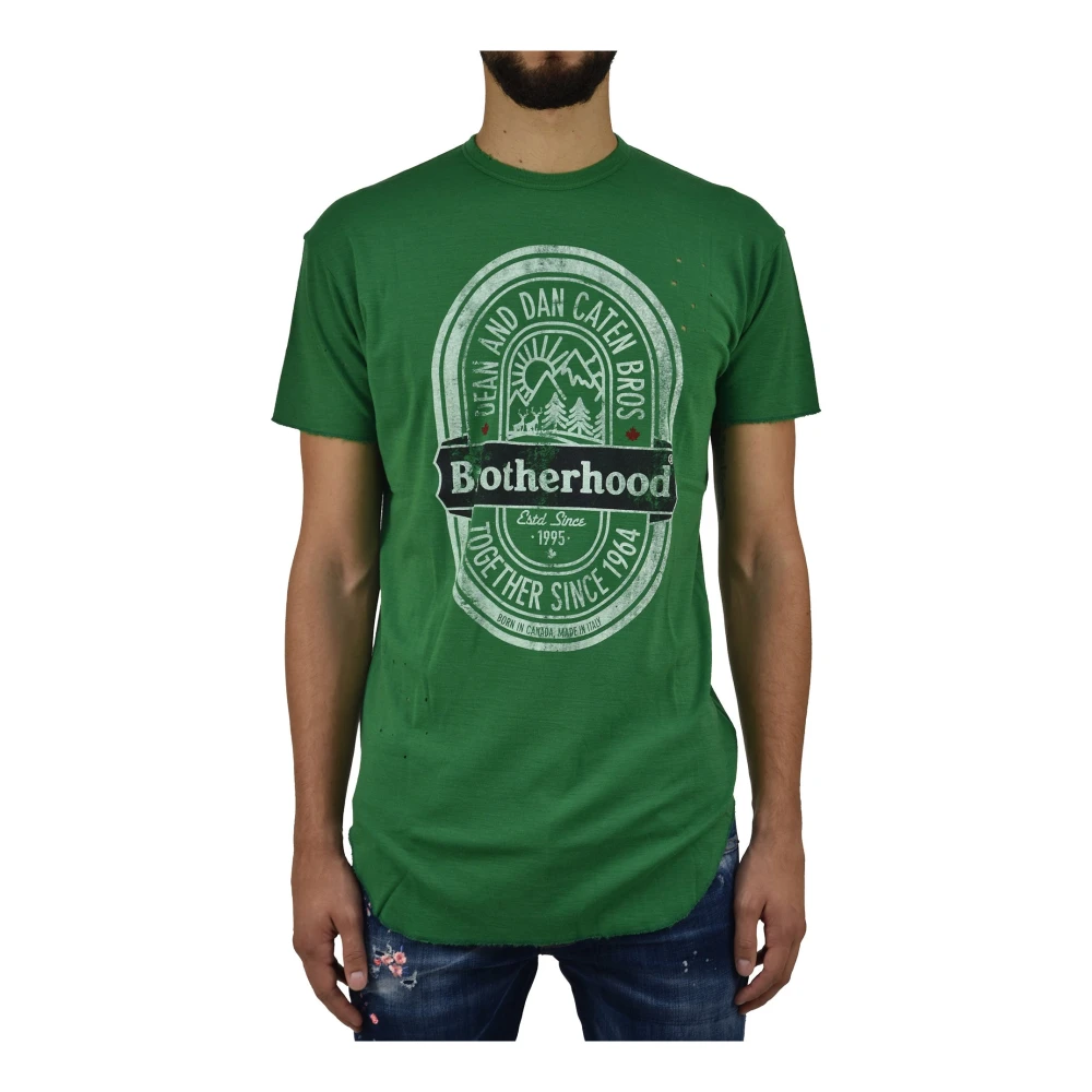 Dsquared2 Groen Heren Print T-Shirt Stijl Mod.S71GD0593S22620639 Green Heren