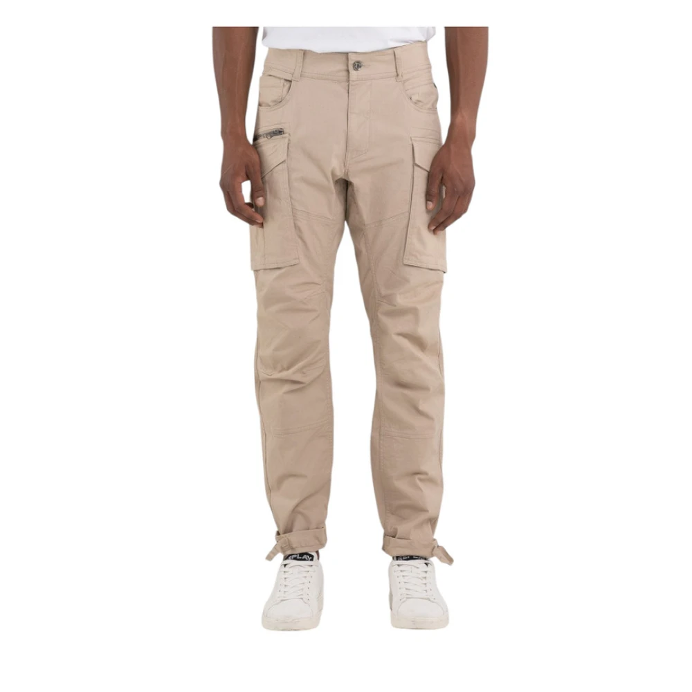 Replay Men's Beige Slim-Fit Trousers, W36 L32, Cargo Trousers