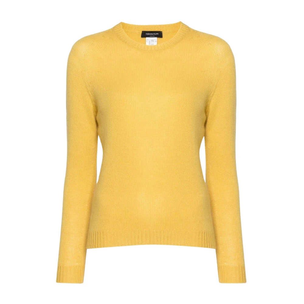 Fabiana Filippi Mosterdgele Cashmere Gebreide Trui Yellow Dames