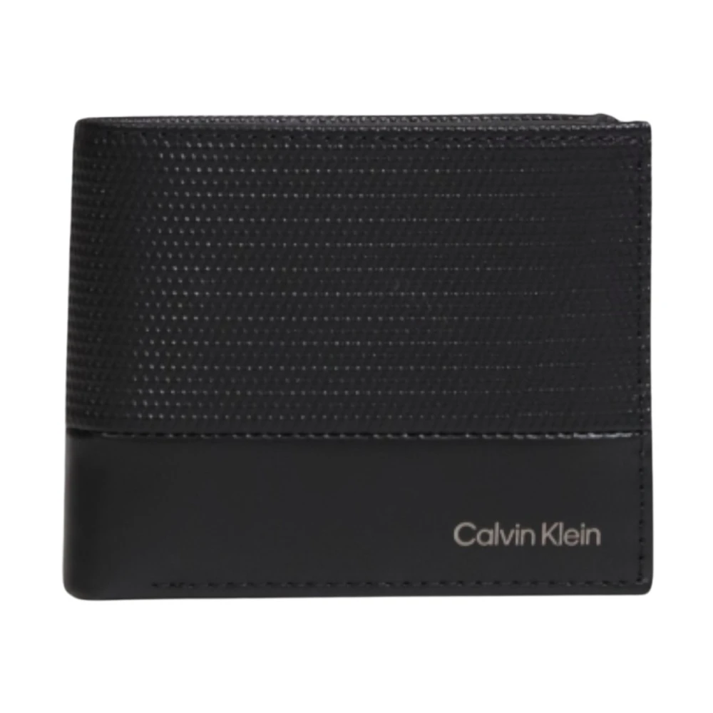 Calvin Klein Zwarte leren portemonnee met RFID-blokkering Black Heren