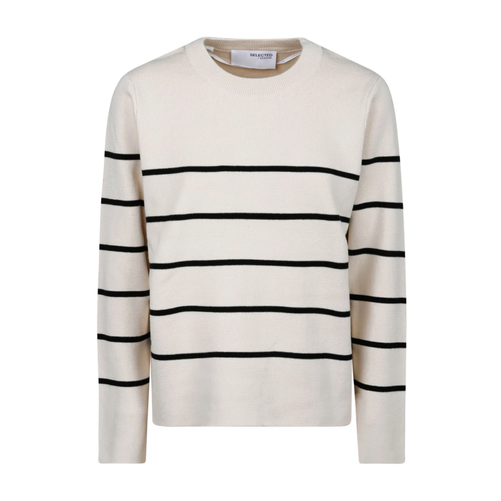 Selected Femme Round-neck Knitwear White Dames