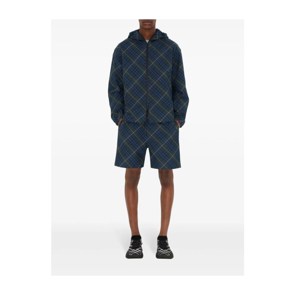 Burberry Blauwe Equestrian Knight Design Shorts Blue Heren