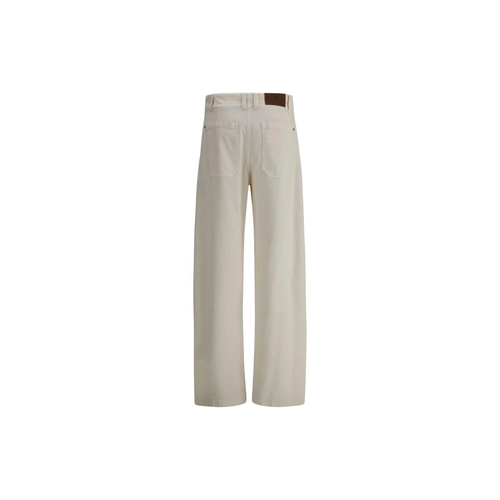 BRUNELLO CUCINELLI Stijlvolle gebogen been geverfde jeans met zakken Beige Dames