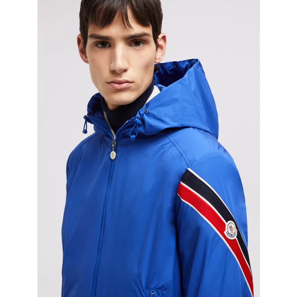 Moncler Blauwe Lichtgewicht Nylon Jas met Capuchon Blue Heren