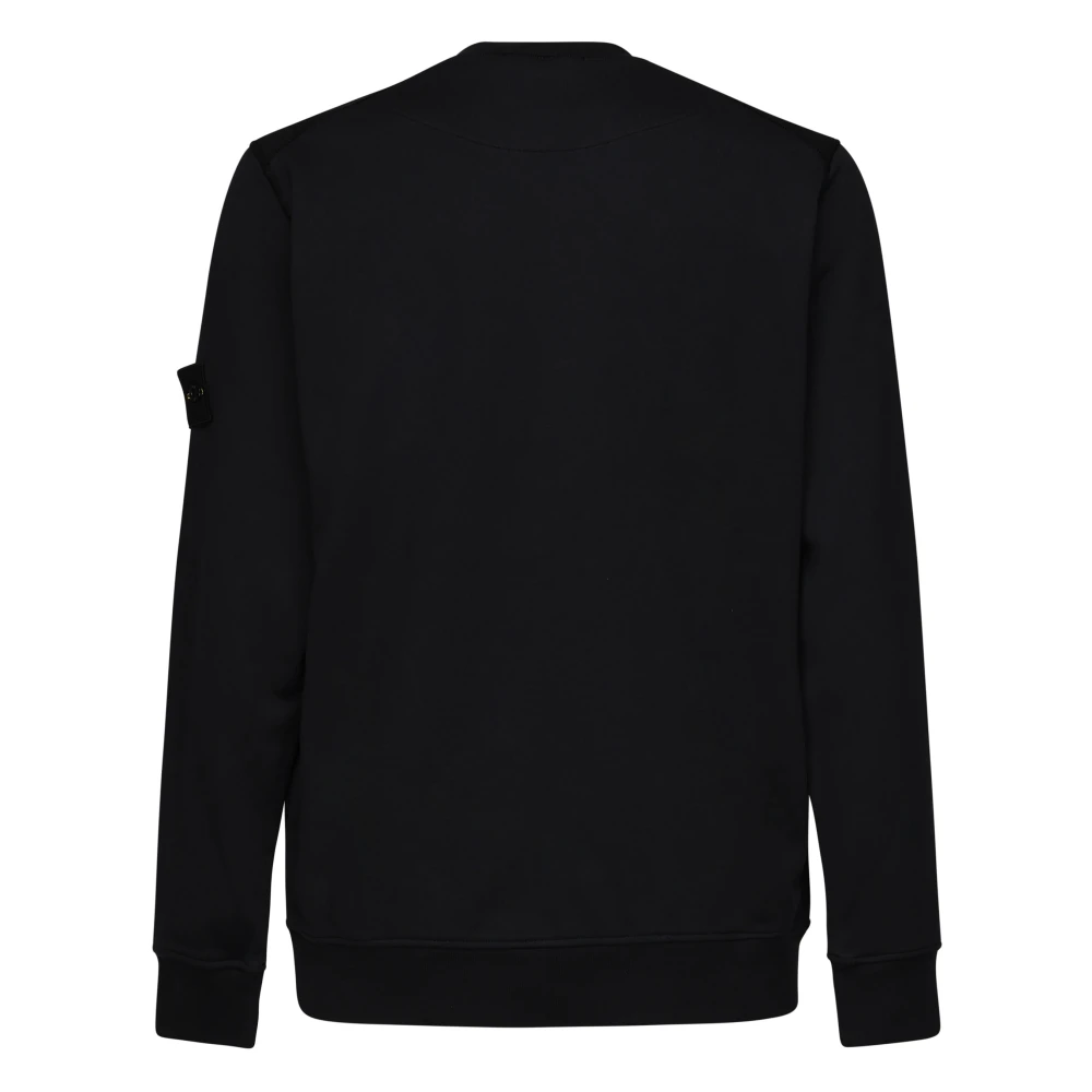 Stone Island Zwarte Crew Neck Logo Sweatshirt Black Heren
