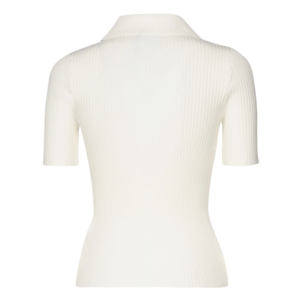 Courrèges Witte Geribbelde Gebreide Poloshirt White Dames