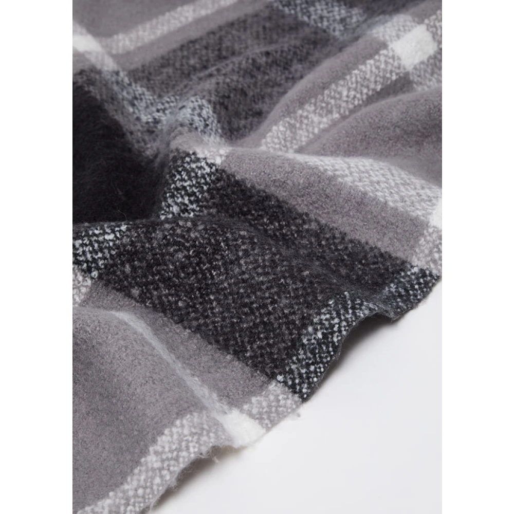 Liu Jo Geruite Jacquard Sjaal met Franjes Gray Dames