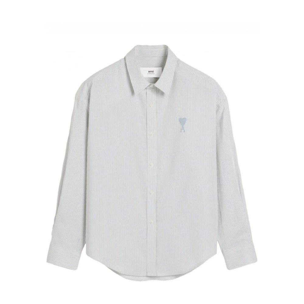 Ami Paris Blauw gestreept overhemd met boxy fit Blue Heren