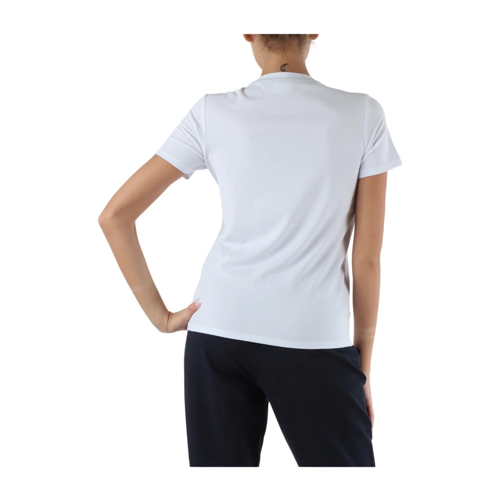 Sun68 Piqué Katoenen T-shirt met Strass Logo White Dames