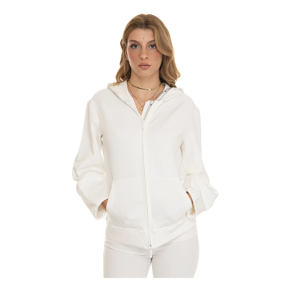 Emporio Armani Hoodie met logo en kangoeroezakken White Dames