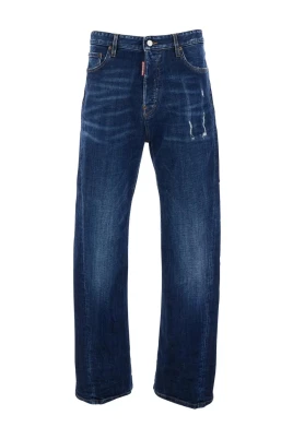 Jeans med distressed tvätt och rak passform