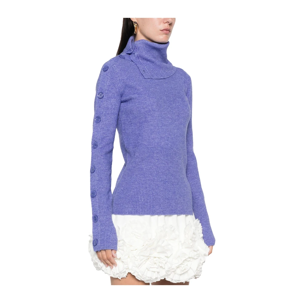 PATRIZIA PEPE Maxi Kraag Trui met Knoopsluiting Blue Dames