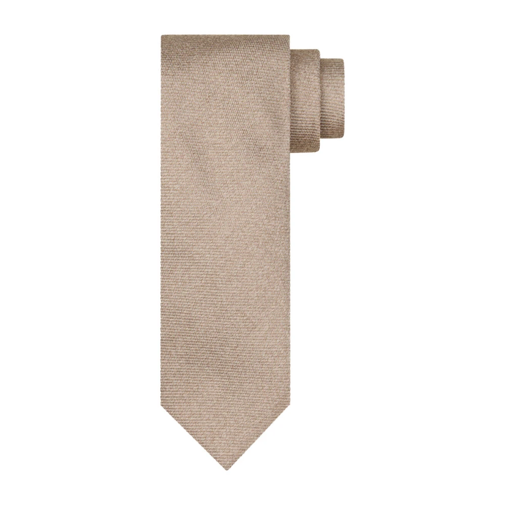 Profuomo Zijden Geweven Beige Stropdas Beige Heren