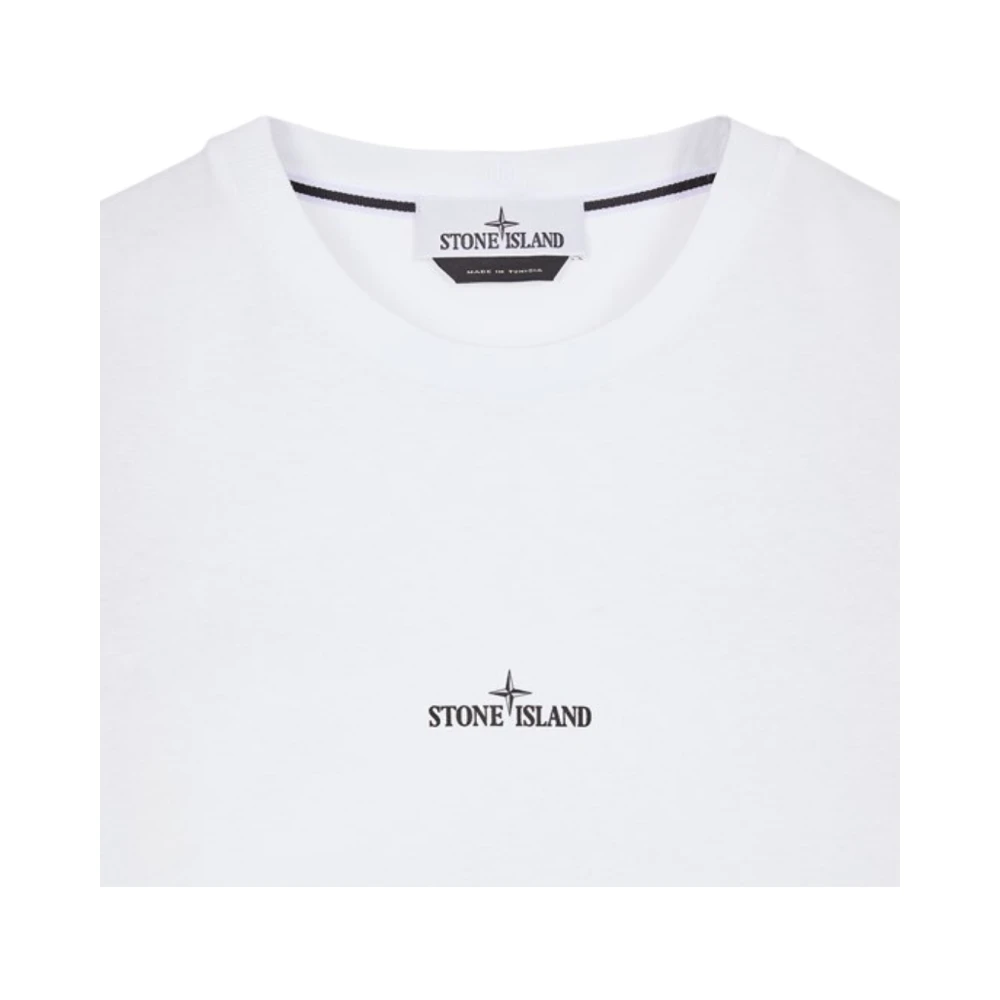 Stone Island Witte Katoenen Jersey T-shirt met Korte Mouwen Stamp Two Achterprint White Heren