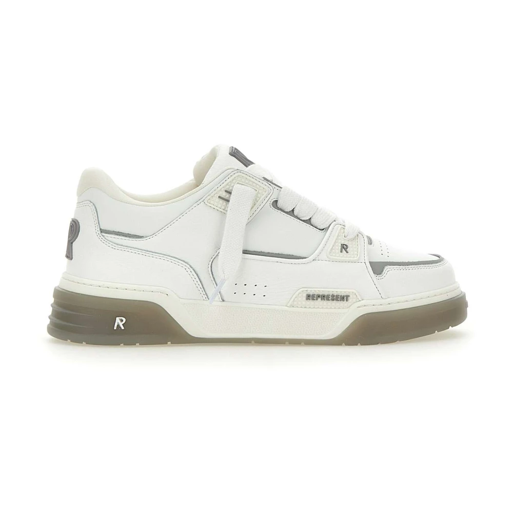 Represent Witte Leren Sneakers Grijze Studio Stijl Heren Schoenen