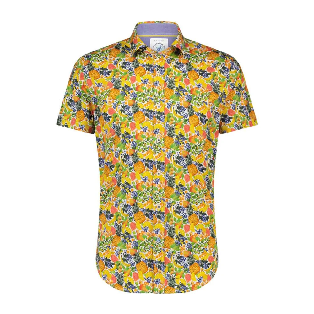 A fish named fred Gele Geometrische Print Casual Overhemd Yellow Heren