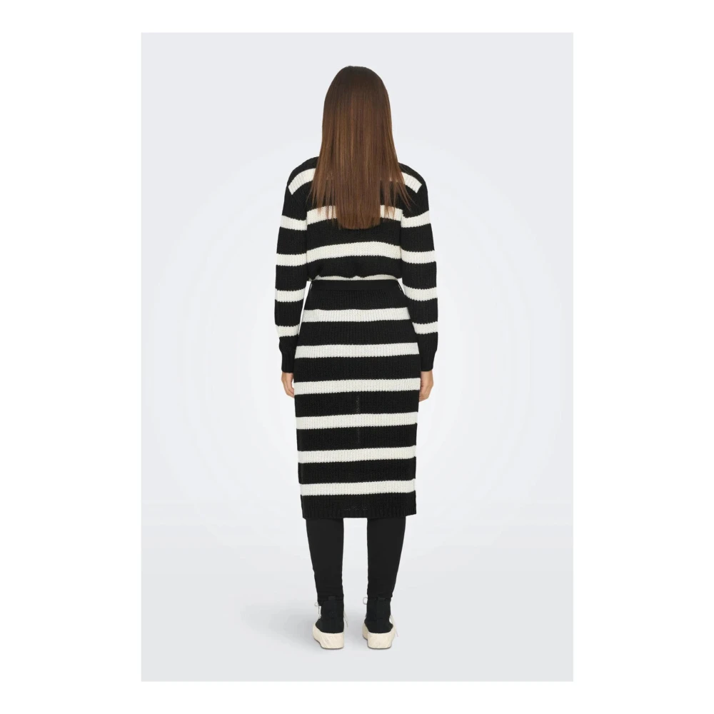 Jacqueline de Yong Gestreepte Lange Mouw Vest Zwart Black Dames