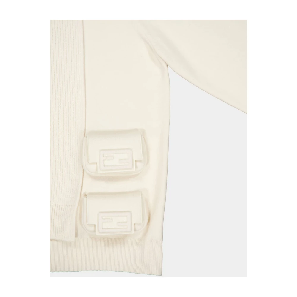 Fendi Luxe Wol Cashmere Crewneck Jumper Beige Dames