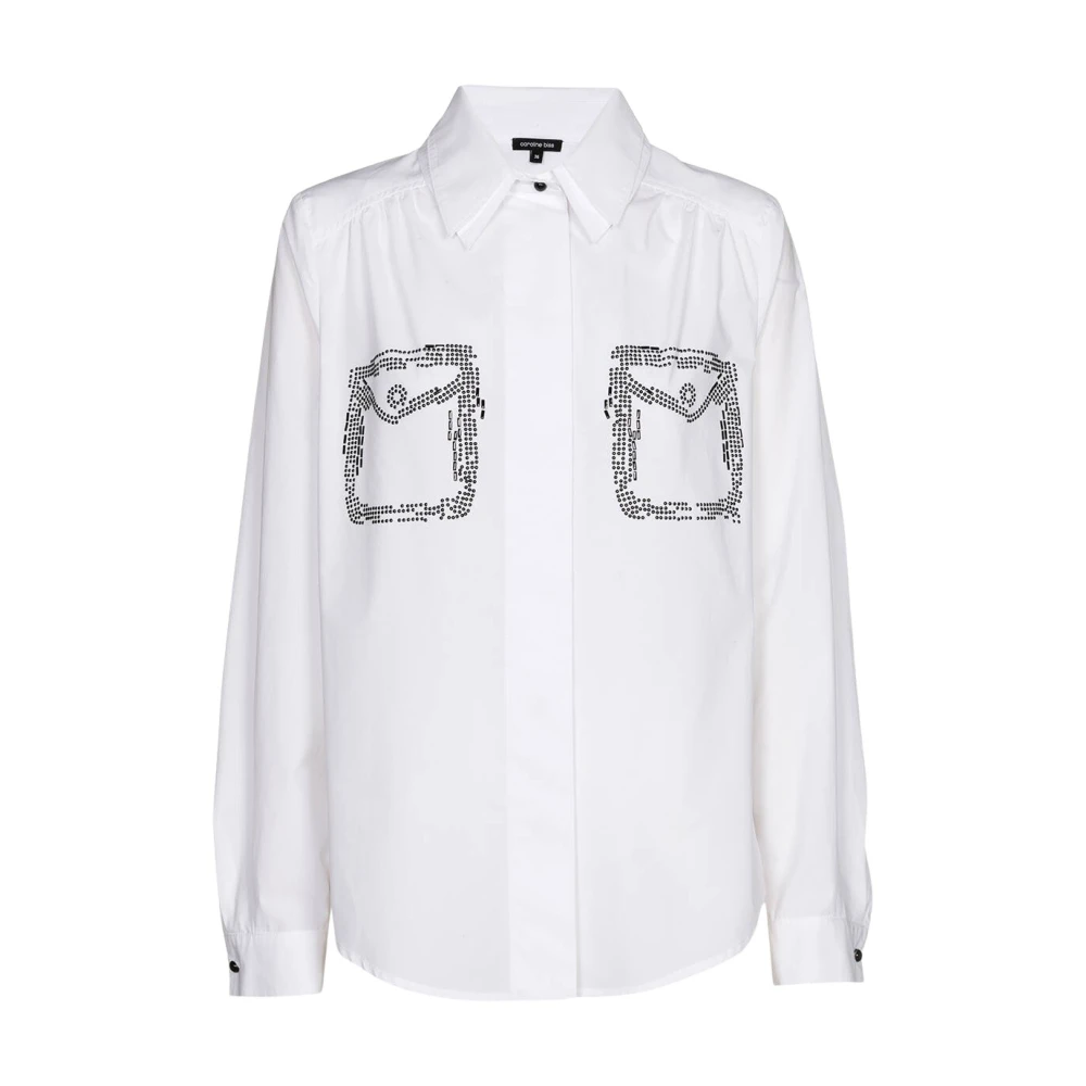 Caroline Biss Blouse met lange mouwen en strasprint White Dames