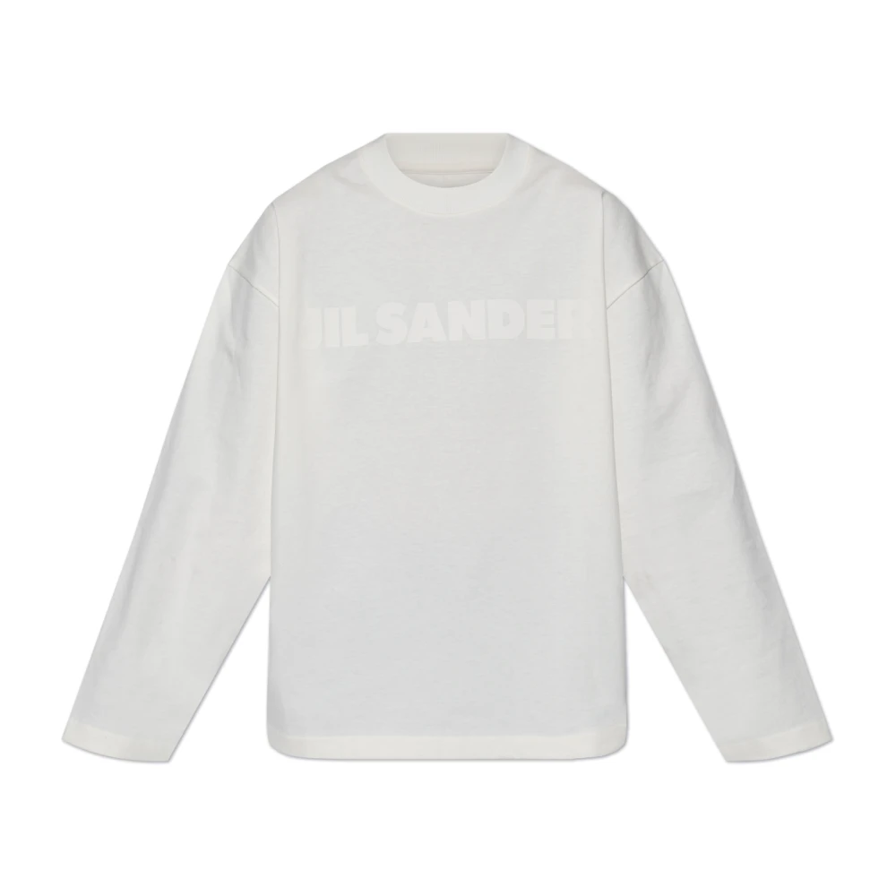 Jil Sander Katoenen Jersey Longsleeve T-shirt White Dames