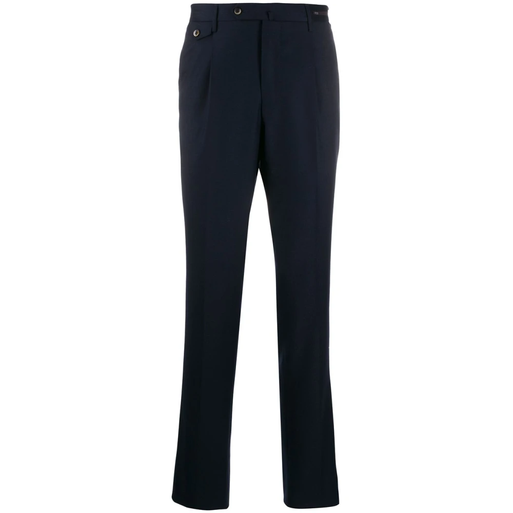 PT Torino Blauwe Wolmix Tapered Broek Blue Heren