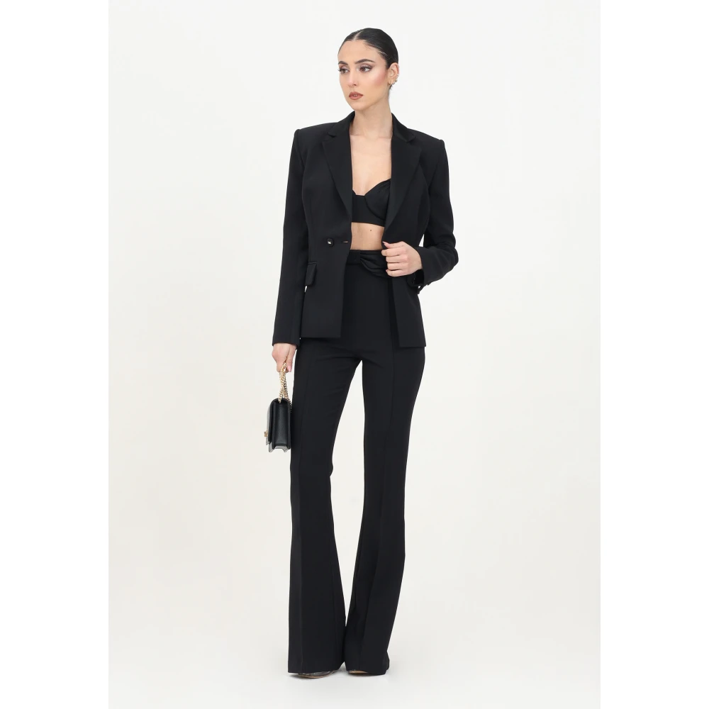 Elisabetta Franchi Zwarte elegante hoge taille palazzo broek Black Dames