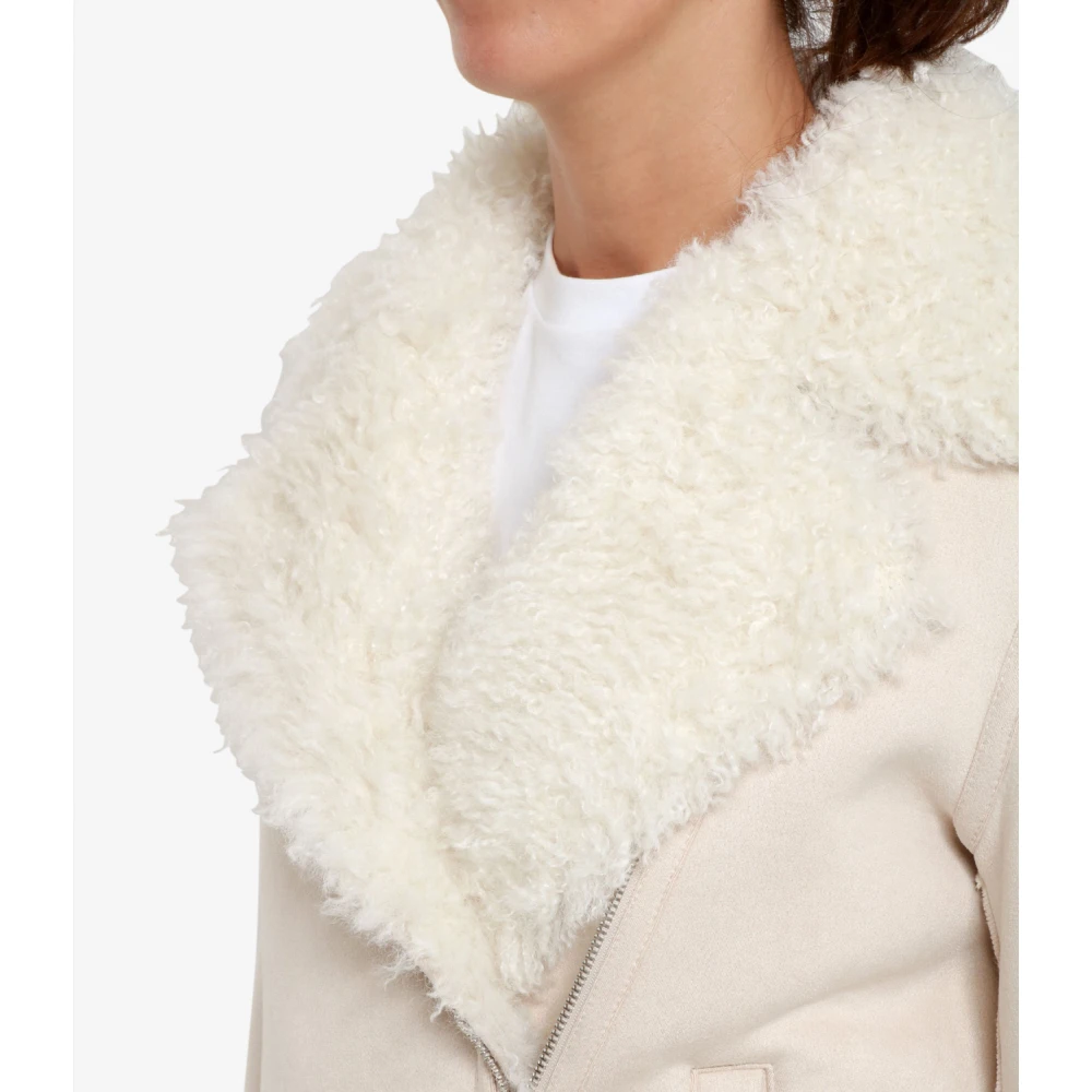 Betta Corradi Jas van imitatiebont en schapenvacht Beige Dames