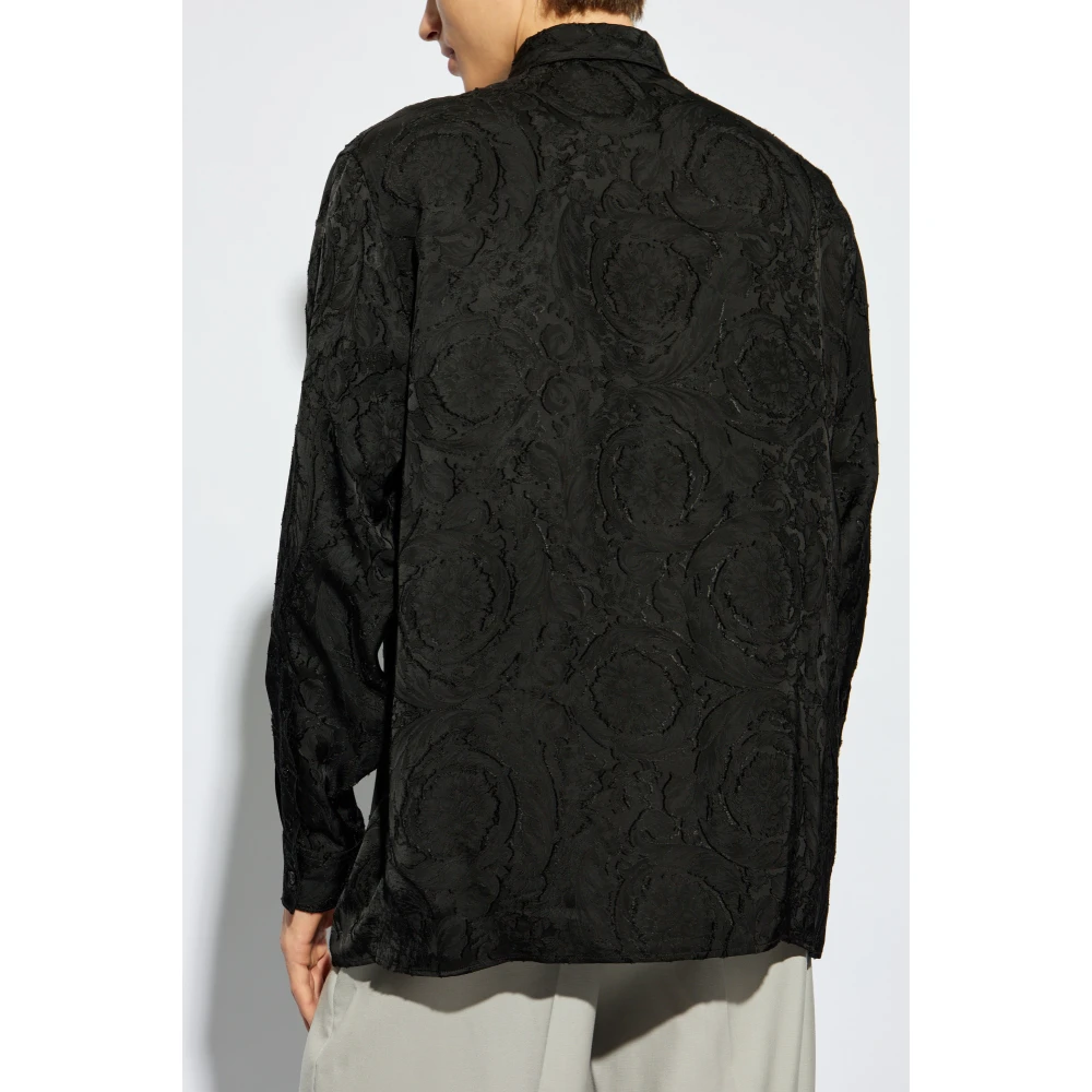 Versace Shirt met 'barocco' motief Black Heren