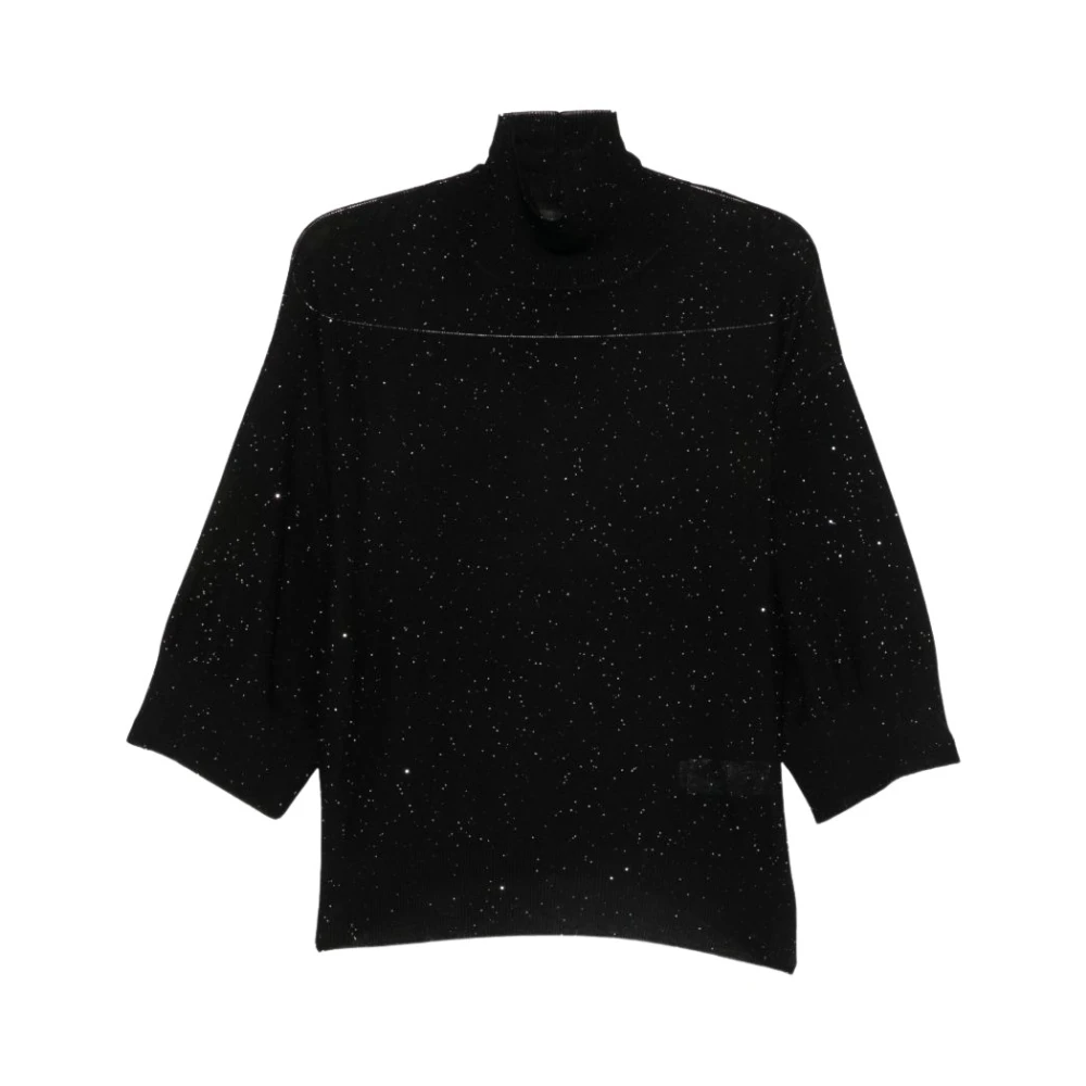Fabiana Filippi , Turtlenecks, Female, Black, S, High-Neck Sequin Turtleneck