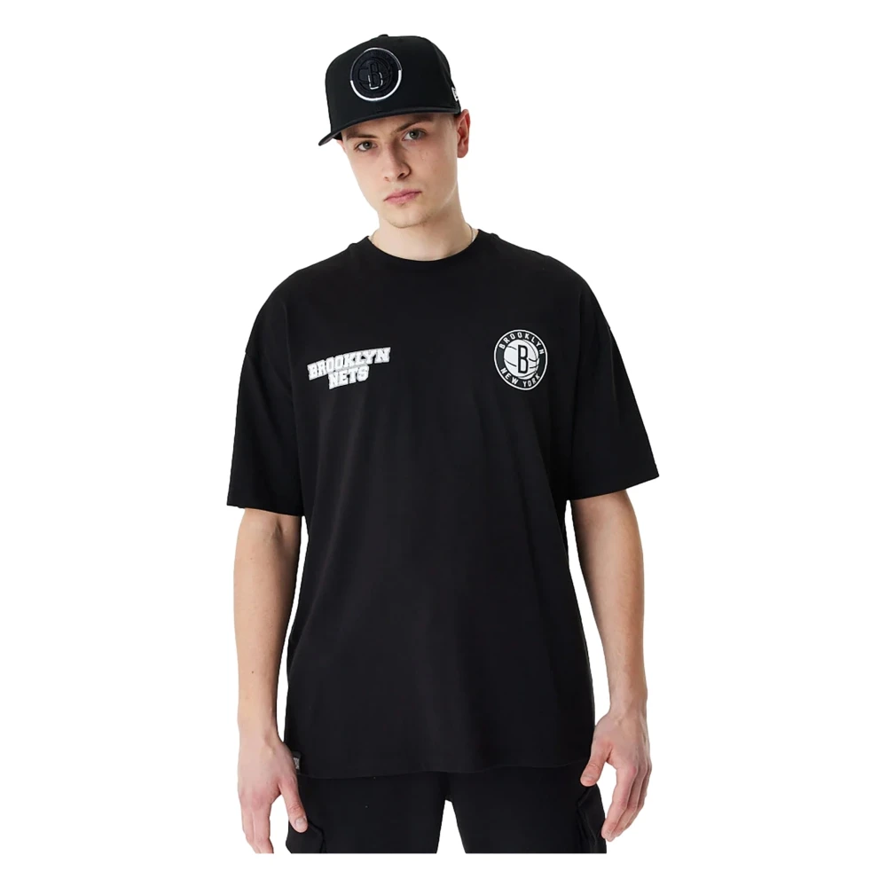 New era Zwarte Nets NBA Grafisch T-shirt Black Heren
