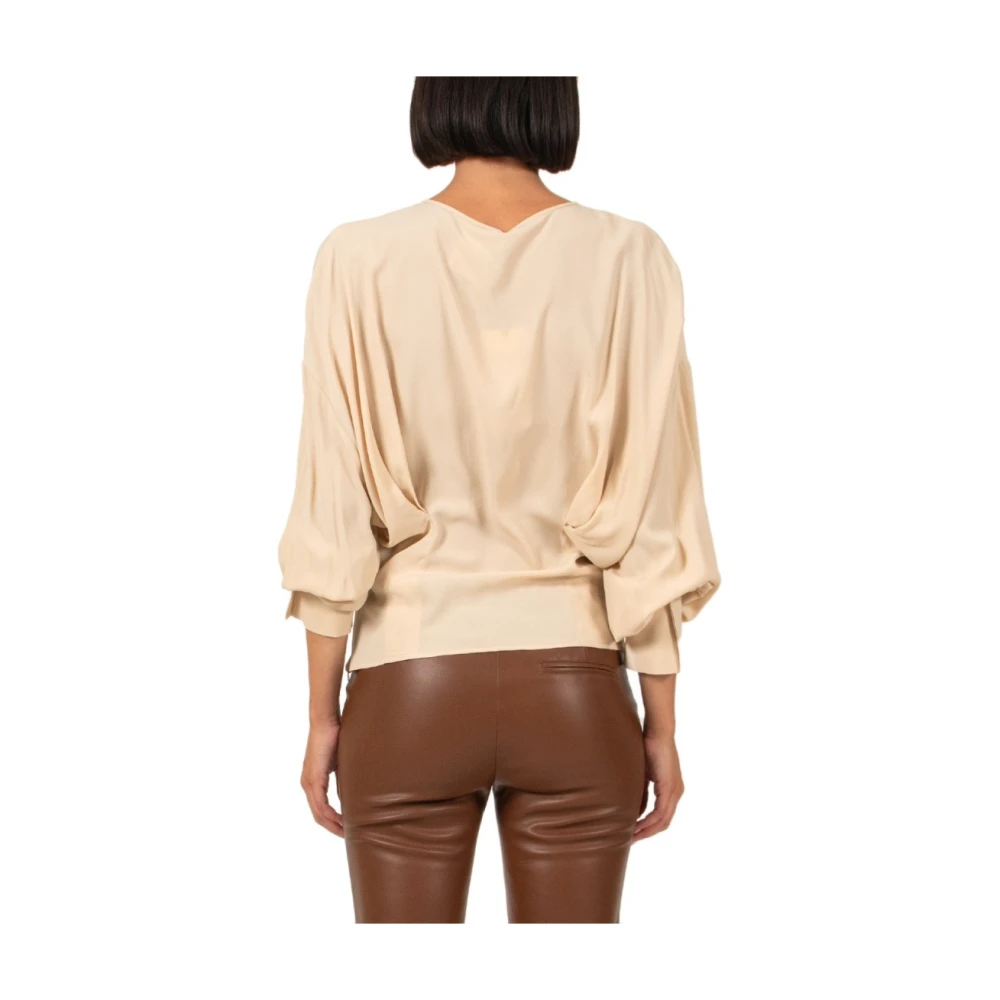 Semicouture Crème Crepe de Chine Blouse Beige Dames