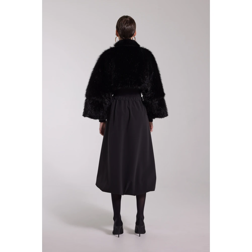 Stutterheim Zwarte Faux Fur Korte Jas Black Dames