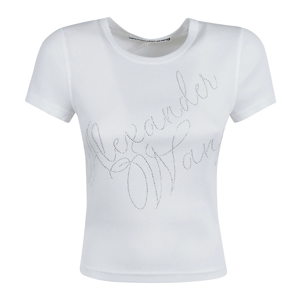 Alexander wang Wit Logo Geborduurd Katoenen T-Shirt White Dames