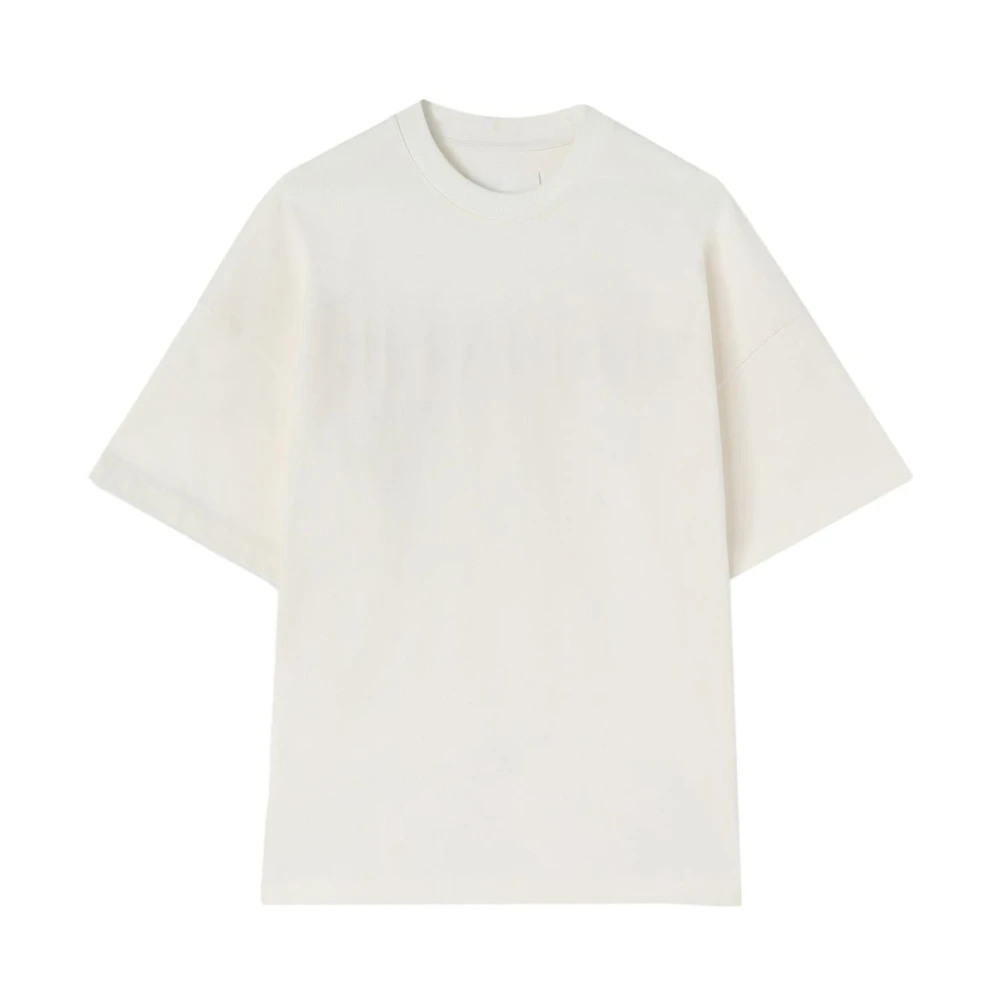 Jil Sander Wit Logo Print Katoenen T-shirt Beige Heren