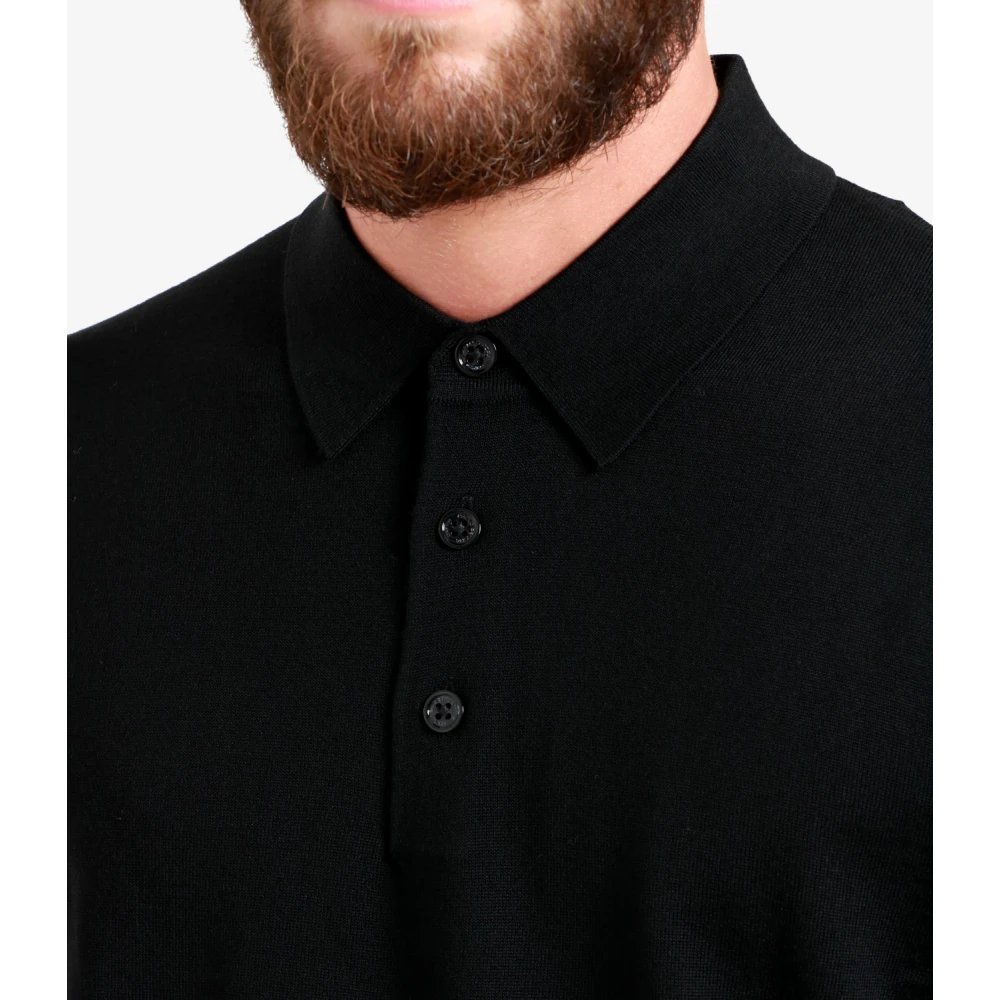 Paolo Pecora Zwarte Wol Polo Trui Black Heren