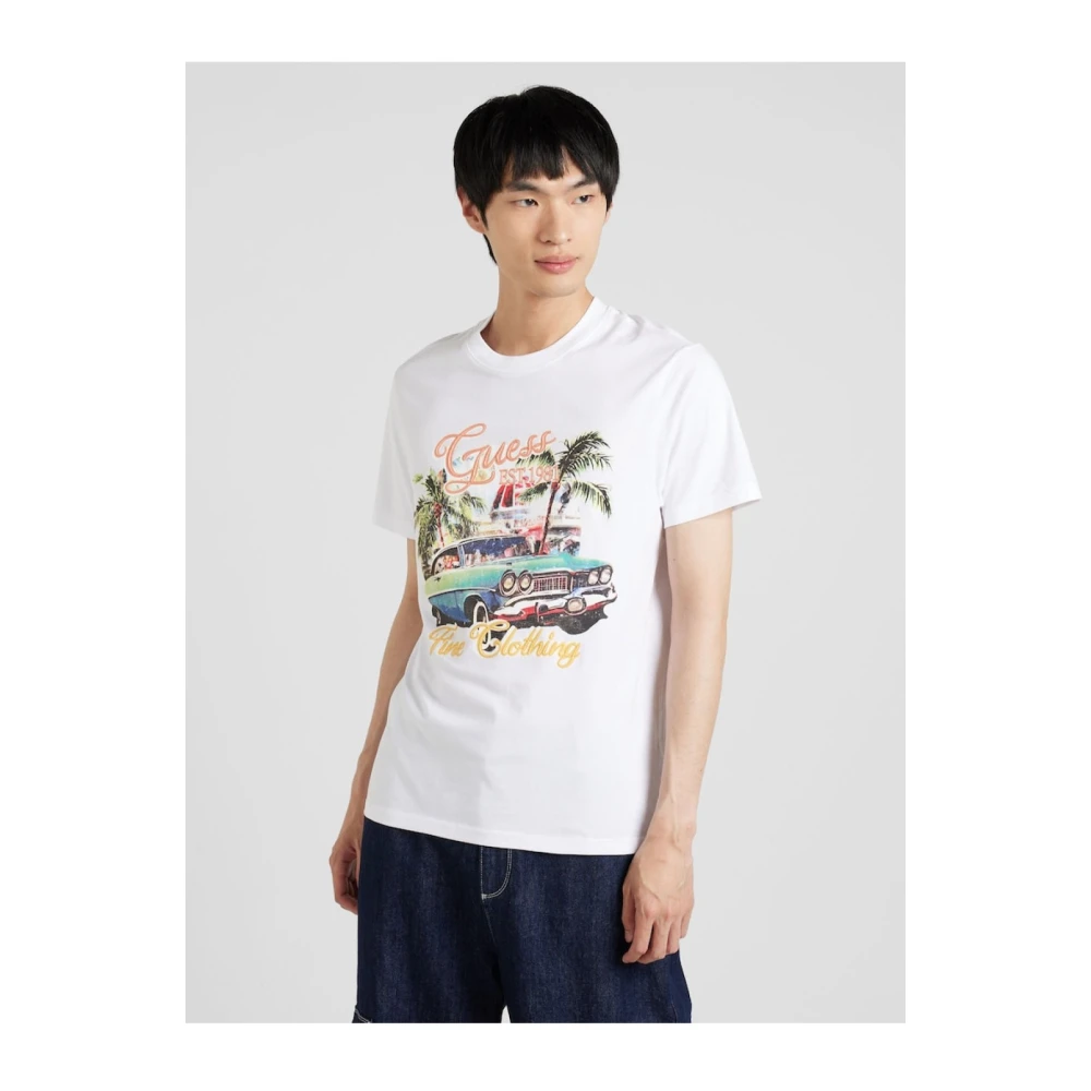 Guess Geprint T-shirt Regular Fit White Heren