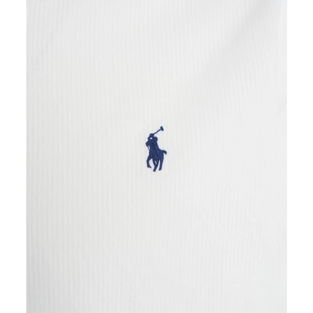 Polo Ralph Lauren Wit Geribbeld Shirt met Logo Borduursel White Heren