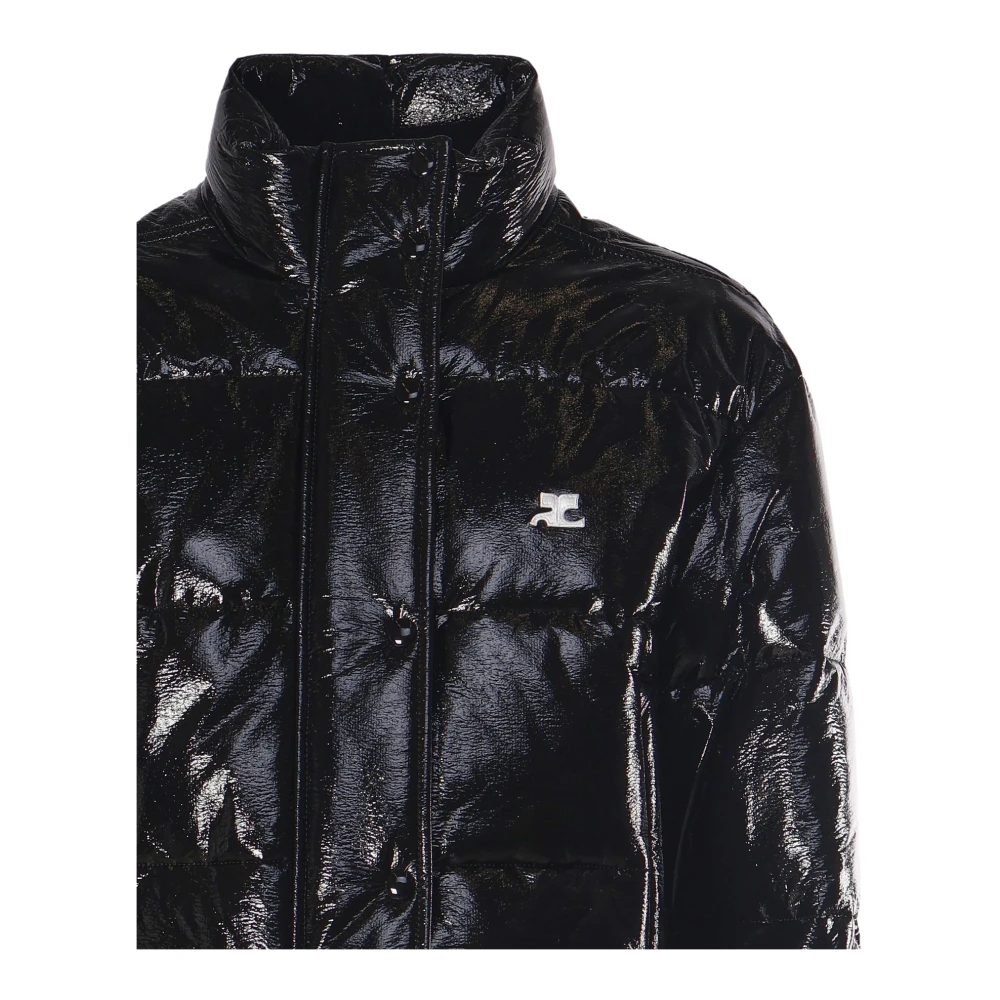 Courrèges Zwarte Cropped Bomber Jas Rits Polo Black Dames
