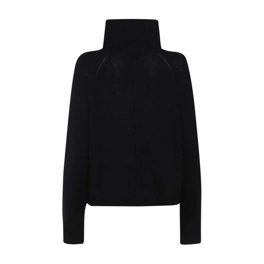 Allude Zwarte Geribbelde Coltrui Trui Black Dames