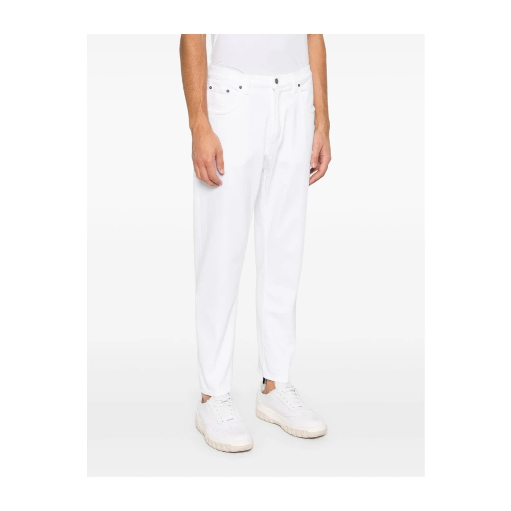 Dondup Witte katoenen broek met taps toelopende pijpen White Heren