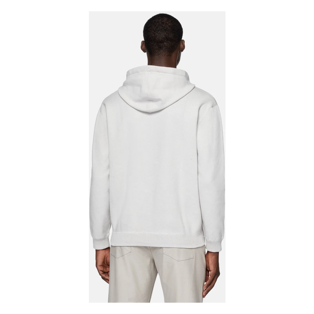 Boggi Milano Hoodie Crepe Knit Sweatshirt Gray Heren