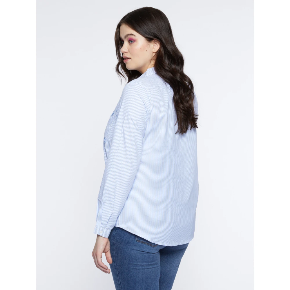 Fiorella Rubino Gestreepte Blouse met Borduurwerk Blue Dames