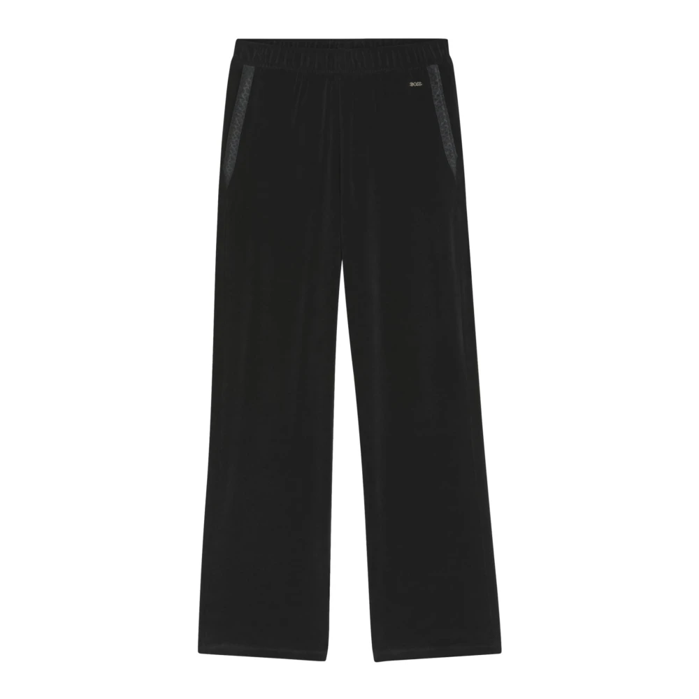Boss , Wide Trousers, Female, Black, L, Velour Trousers 50550716