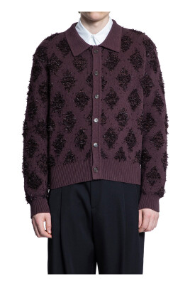 burgundy-fringed-jacquard-knit-cardigan
